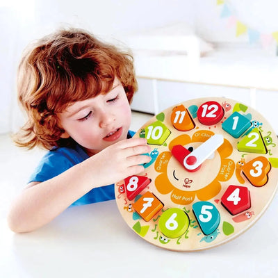 Fidtoy - Puzzle d'Horloge en Bois pour Enfants - Tableau d'Apprentissage de l'Heure