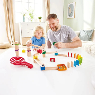 Fidtoy Wooden Marble Run Toy DIY Building Track Set for Kids