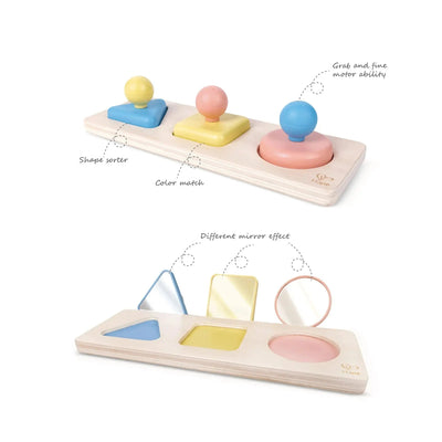 Jouet Fidtoy Montessori Puzzle Miroir Formes pour Bébés 10M+