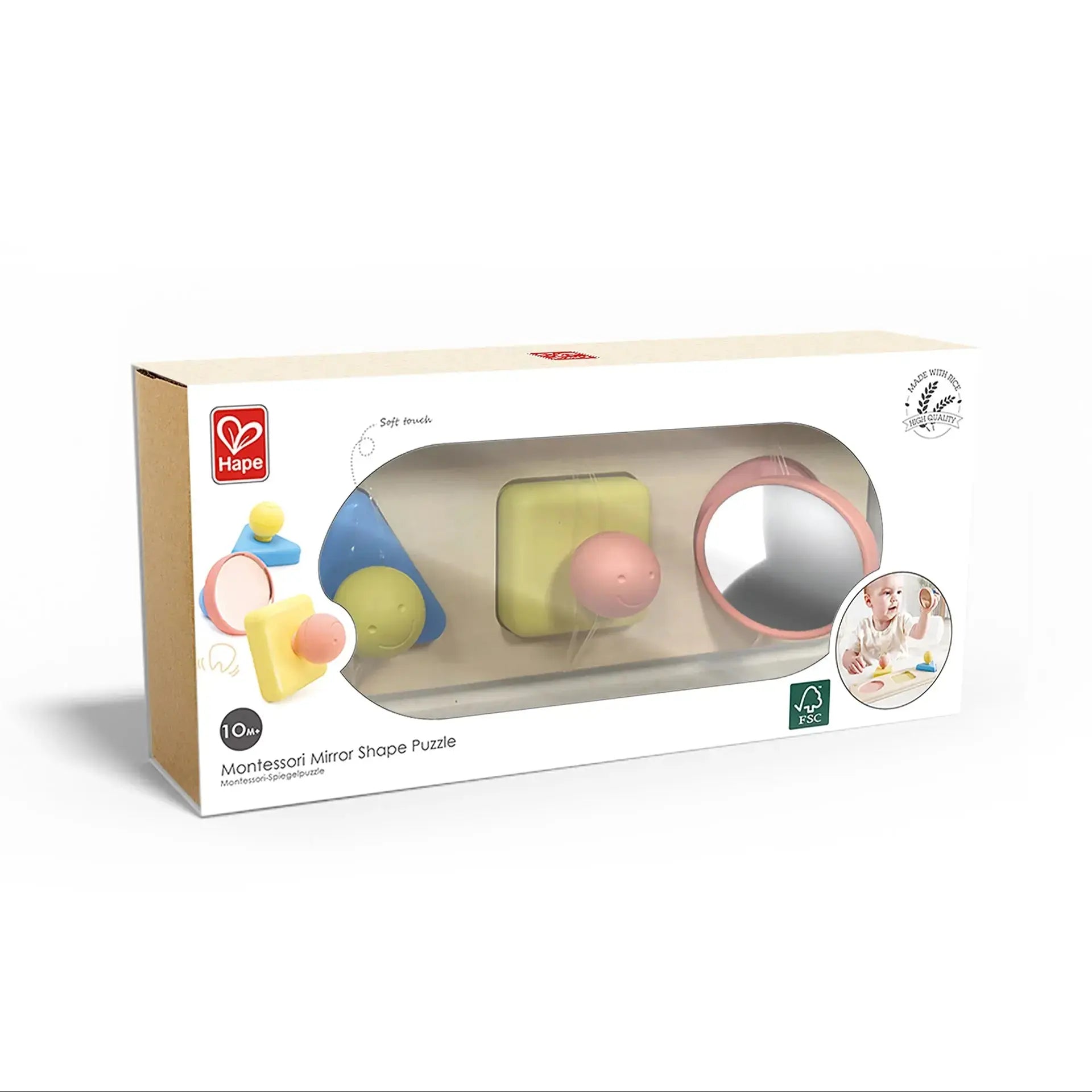 Jouet Fidtoy Montessori Puzzle Miroir Formes pour Bébés 10M+