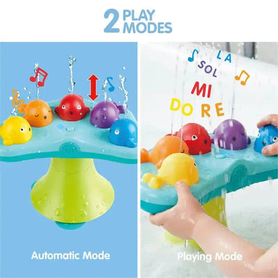 Juguete de baño con fuente de ballena musical Fidtoy para que los niños pequeños jueguen con agua
