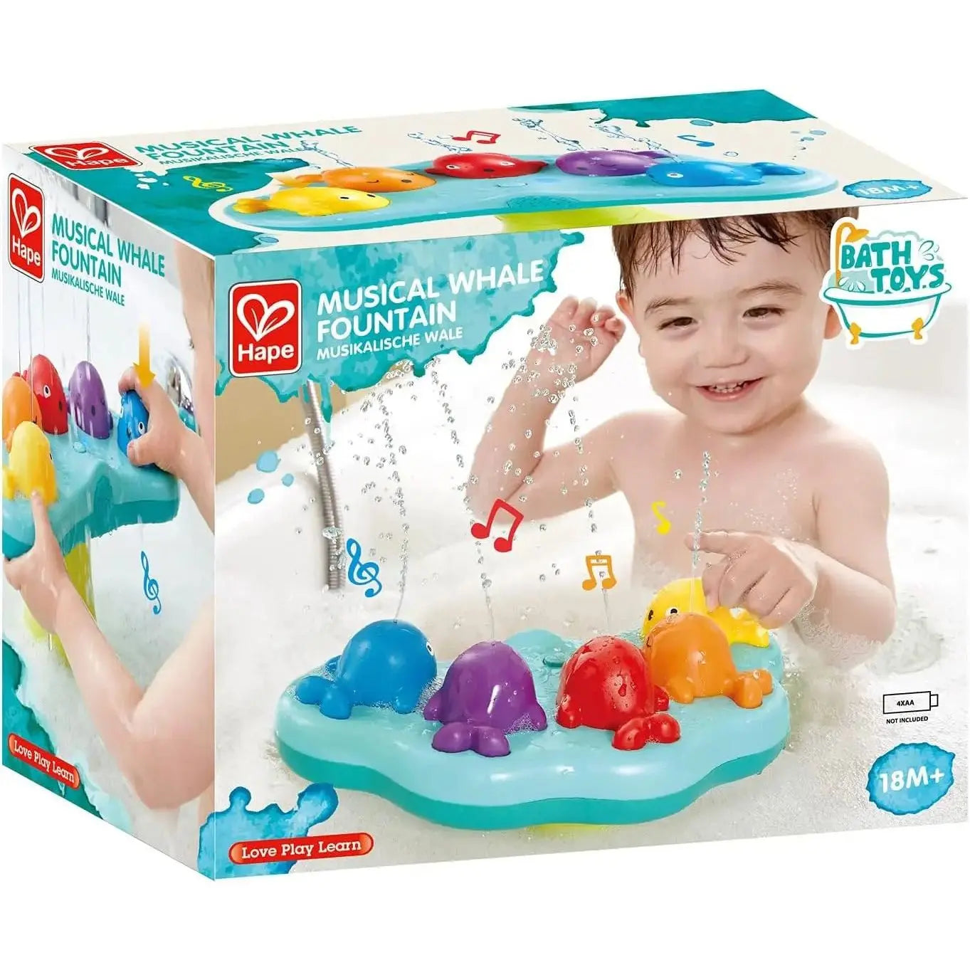 Juguete de baño con fuente de ballena musical Fidtoy para que los niños pequeños jueguen con agua