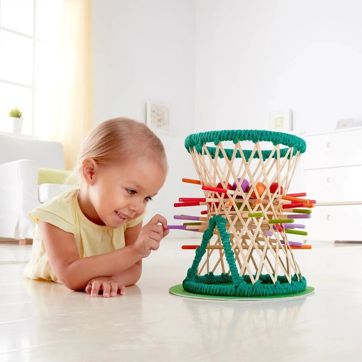 Juego de estrategia Fidtoy Bamboo Tumbling Ball para niños