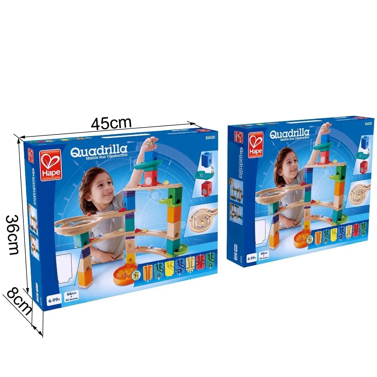 Fidtoy Pista de canicas de madera, Set de construcción, Juguete STEM