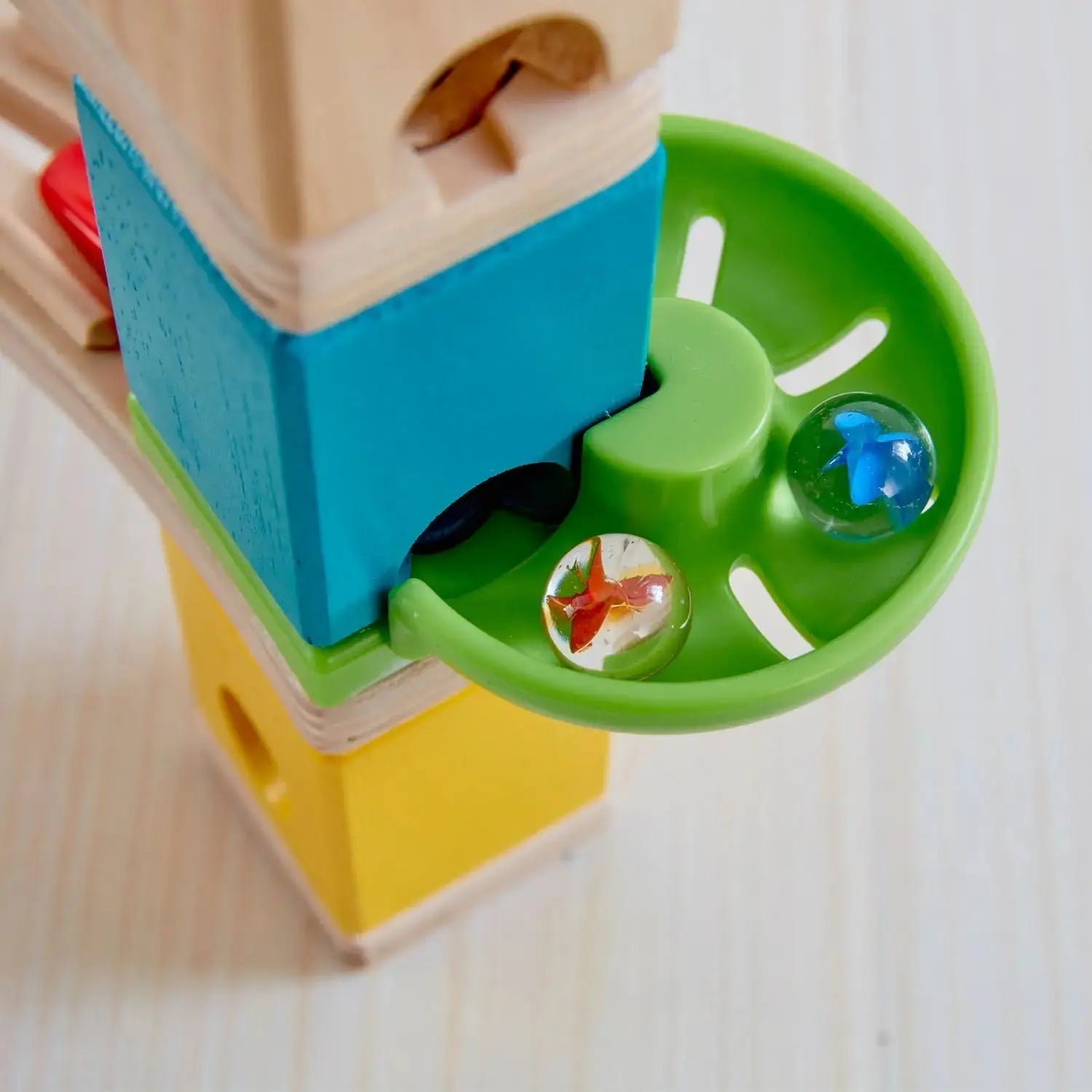 Fidtoy Pista de canicas de madera, Set de construcción, Juguete STEM