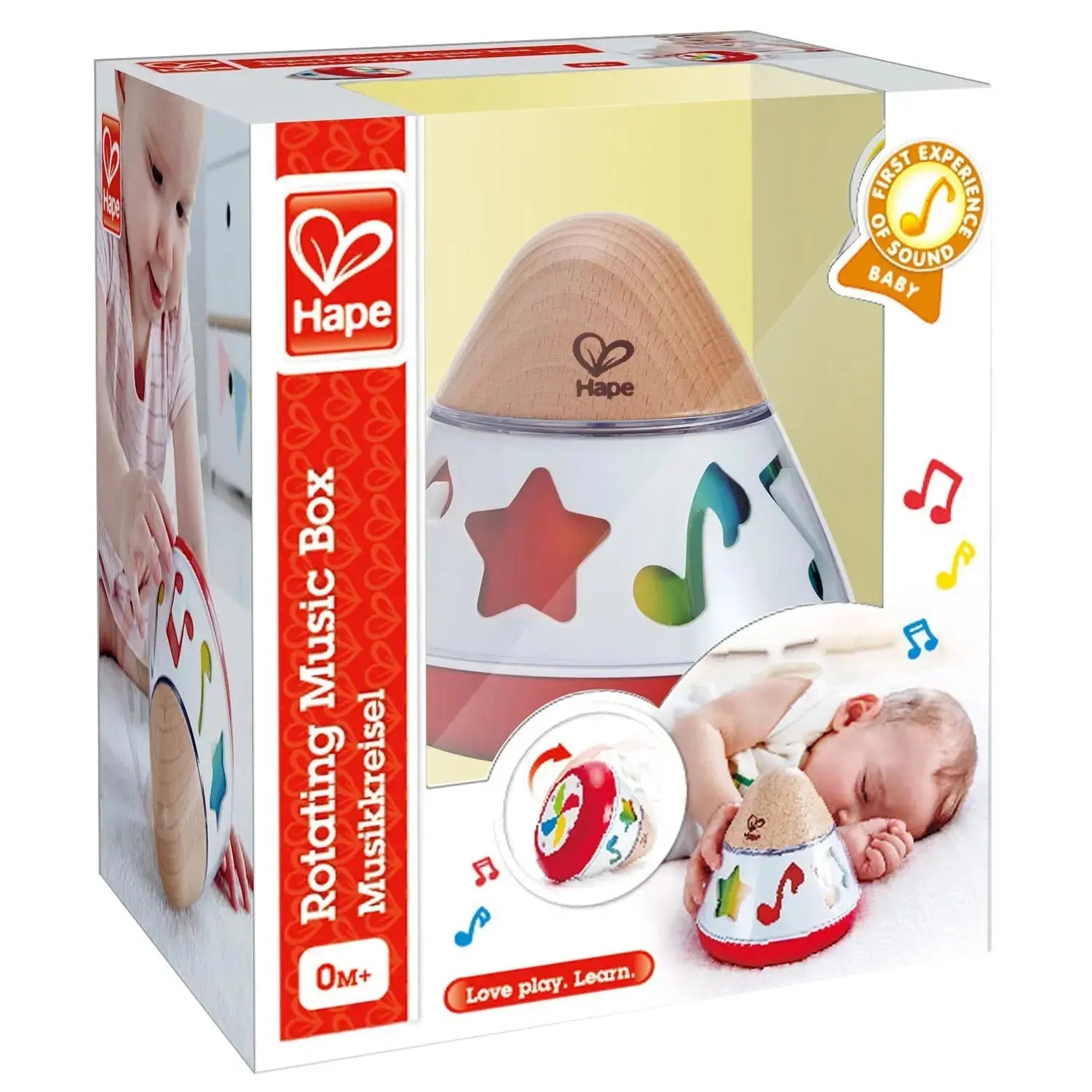 Fidtoy Wooden Spinning Music Box Toy for Babies 0M+