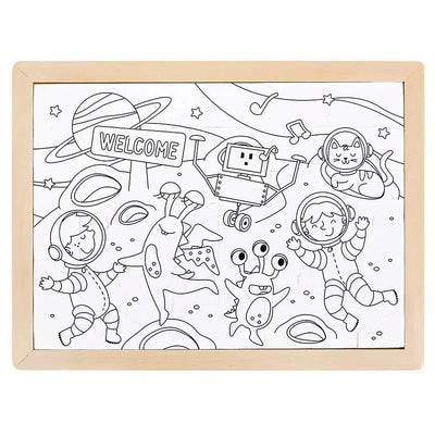 Fidtoy Space Adventure Puzzle y Juego de Colorear de 48 Piezas para Niños