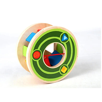 Fidtoy Juguete de arrastre con forma de caracol de madera, clasificador de formas, juguete de aprendizaje para niños pequeños