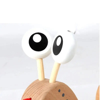 Fidtoy Juguete de arrastre con forma de caracol de madera, clasificador de formas, juguete de aprendizaje para niños pequeños