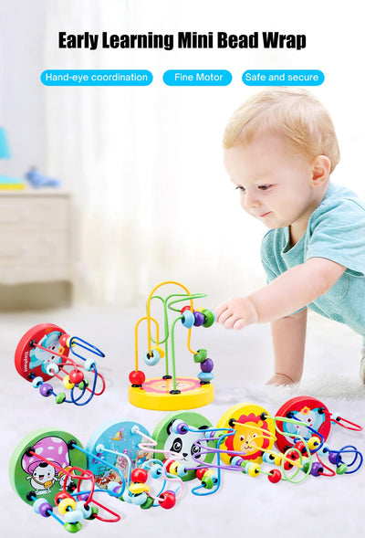 Fidtoy Wooden Stringing Beads Set for Toddlers | Montessori Fine Motor Skills Learning Toy