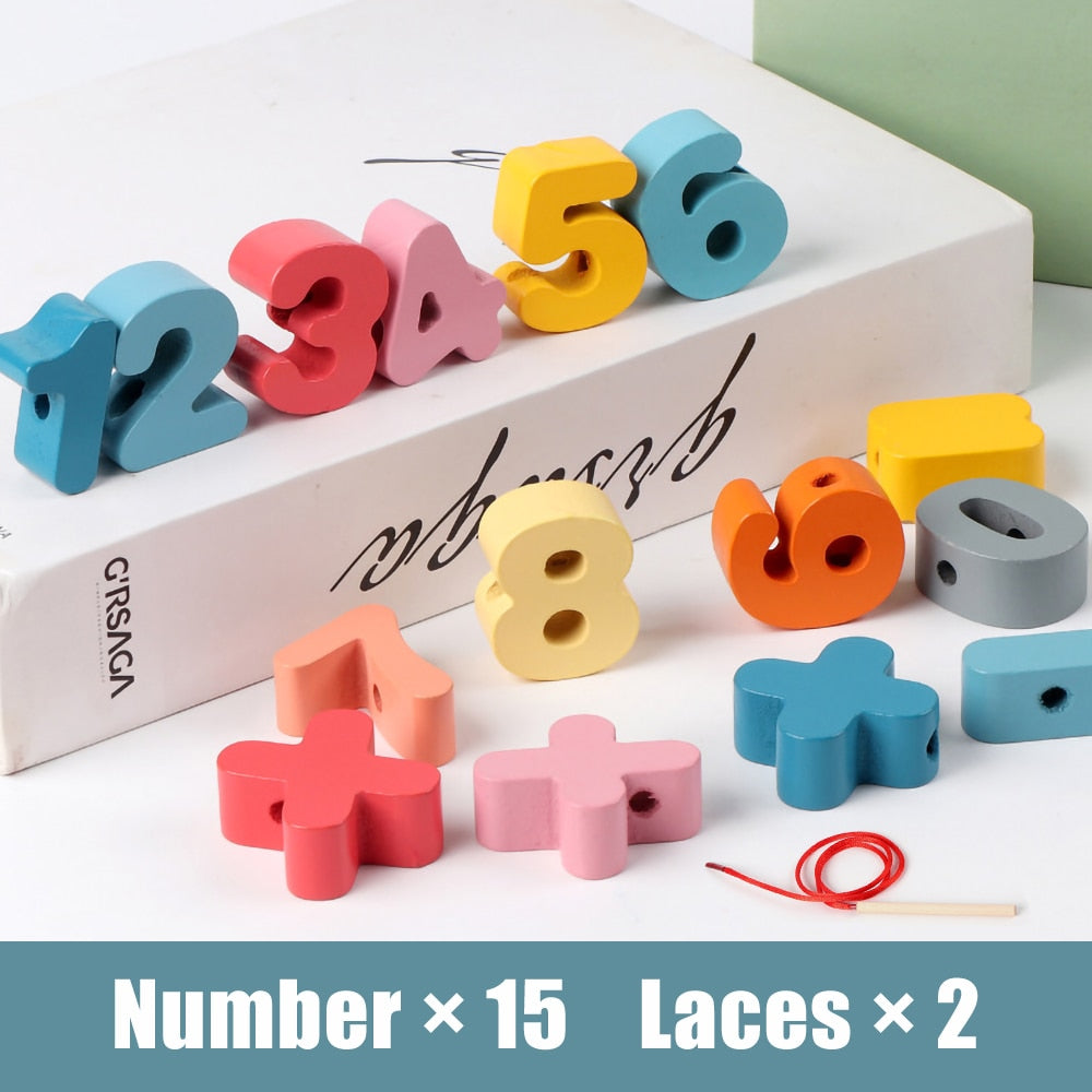Fidtoy Wooden Stringing Beads Set for Toddlers | Montessori Fine Motor Skills Learning Toy