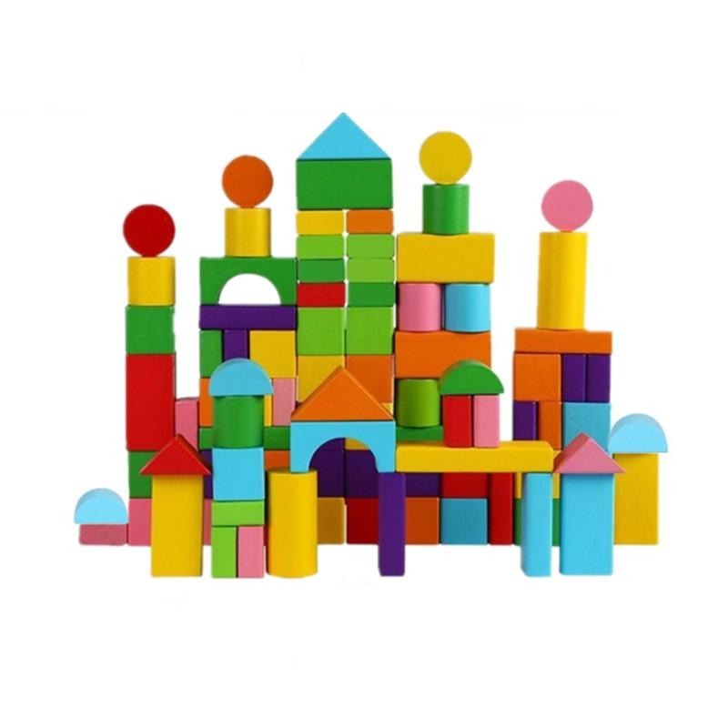 Fidtoy Rainbow Wooden Building Blocks for Kids Creative Stacking Toy Set