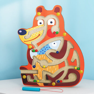 Fidtoy Wooden Magnetic Maze Toy for Toddlers – Montessori STEM Educational Puzzle for Hand-Eye Coordination, Fine Motor Skills, and Early Learning (6-24 Months)
