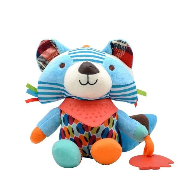 Jouet de dentition en peluche Fidtoy avec hochet – Jouet d'activité sensorielle doux pour la dentition des bébés, le jeu en poussette et les voyages