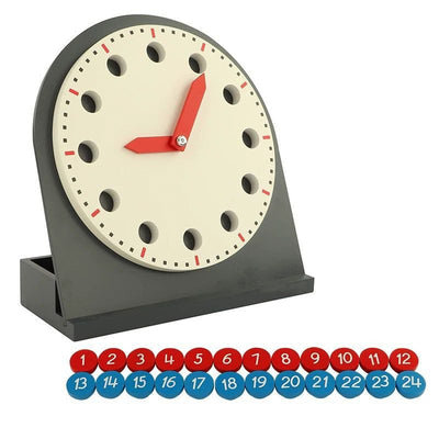Horloge Montessori avec aiguilles mobiles - Apprendre les concepts de temps (format 12 heures et 24 heures)