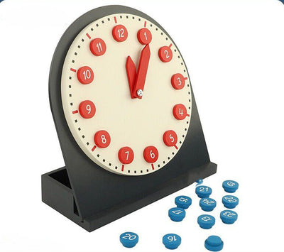 Horloge Montessori avec aiguilles mobiles - Apprendre les concepts de temps (format 12 heures et 24 heures)