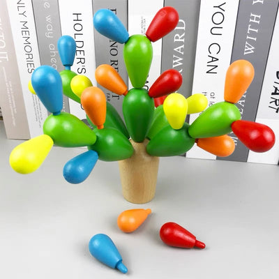 Jeu de construction en bois Équilibre Cactus, jouet pour enfants