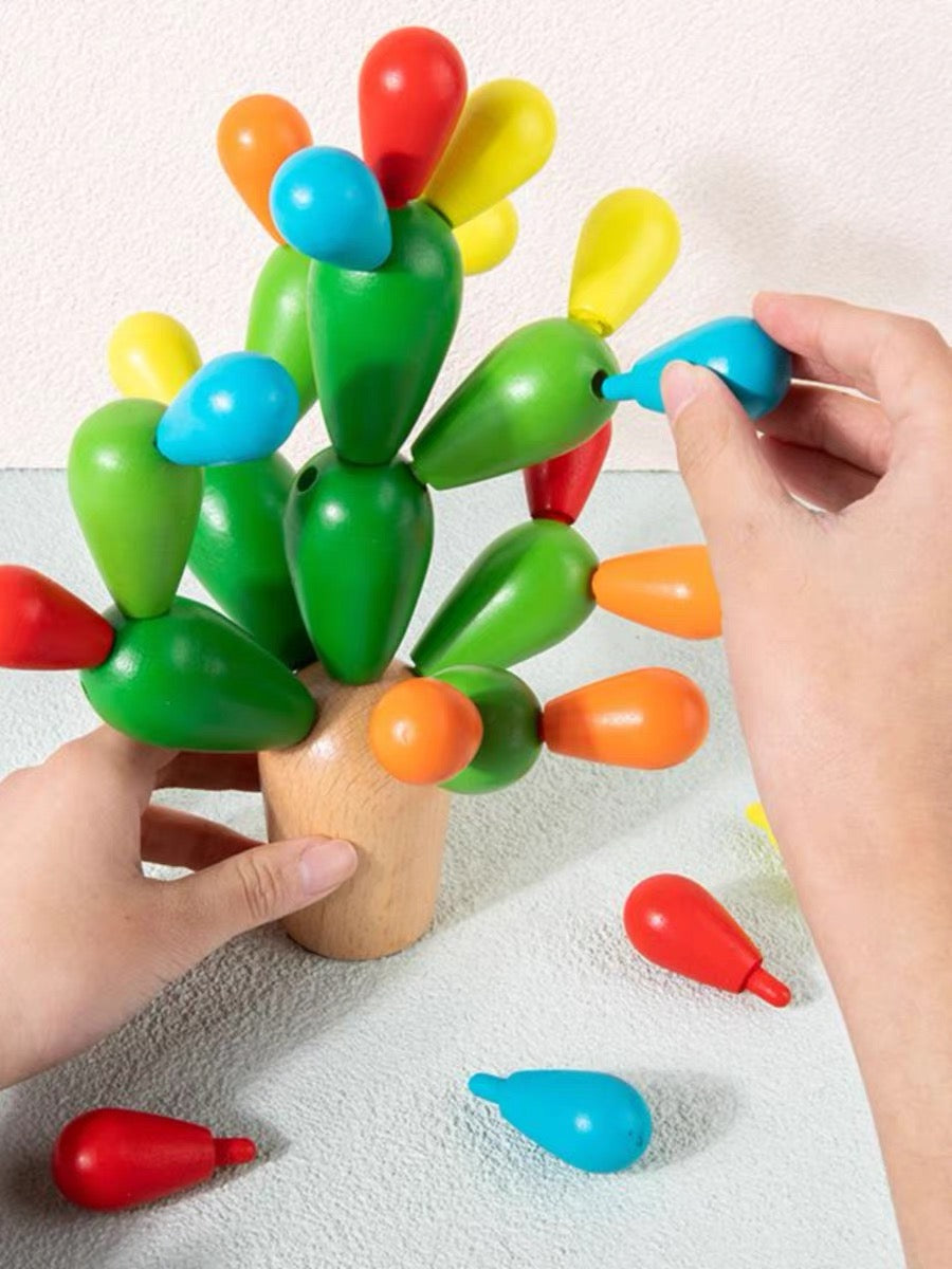 Educational  balance Wooden Balance Building Blocks Cactus children toy