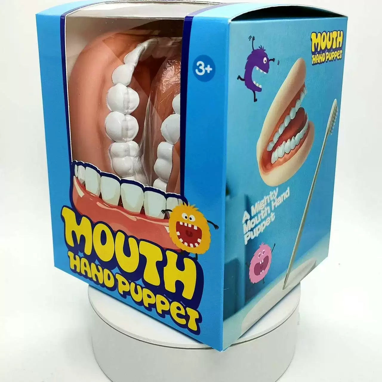 Marioneta de mano de boca grande con cepillo de dientes para aprender a cepillarse los dientes