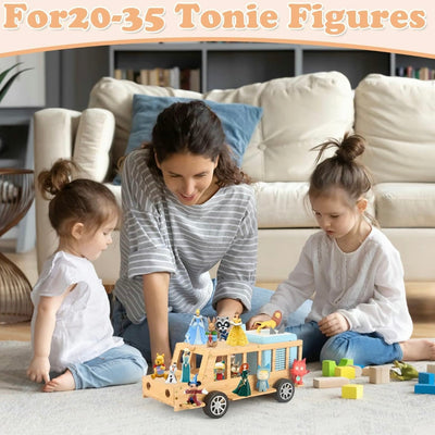 Étagère Murale Camion en Bois Faite à la Main pour Tonies – Organiseur Magnétique et Support d'Affichage pour 20 à 30 Figurines Toniebox