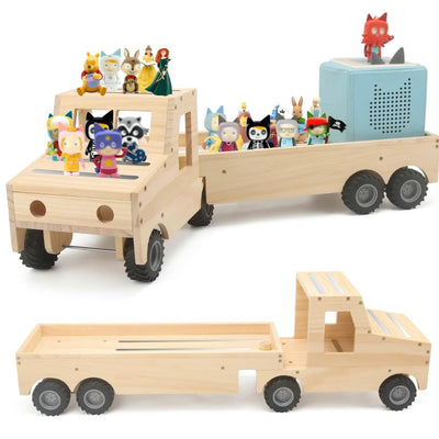 Étagère Murale Camion en Bois Faite à la Main pour Tonies – Organiseur Magnétique et Support d'Affichage pour 20 à 30 Figurines Toniebox