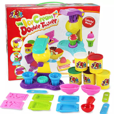 Fidtoy Play Dough Ice Cream and Cake Making Toy Set with Molds for Kids Arts Crafts