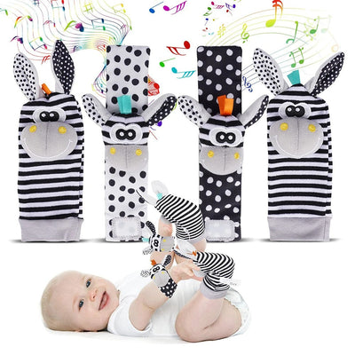 Fidtoy Hochet pour poignet et pied de bébé – Chaussettes et hochets de poignet sensoriels pour nouveau-né de 0 à 12 mois
