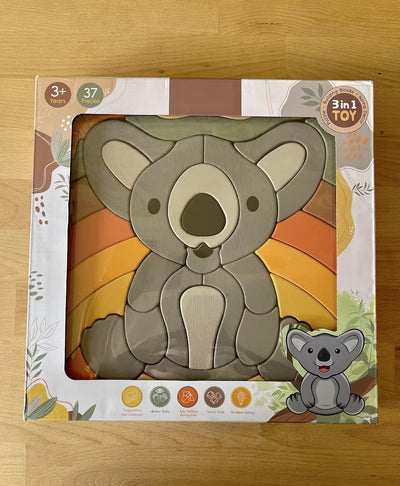 Kirra le koala : Puzzle abstrait de blocs de construction / Décoration d'intérieur