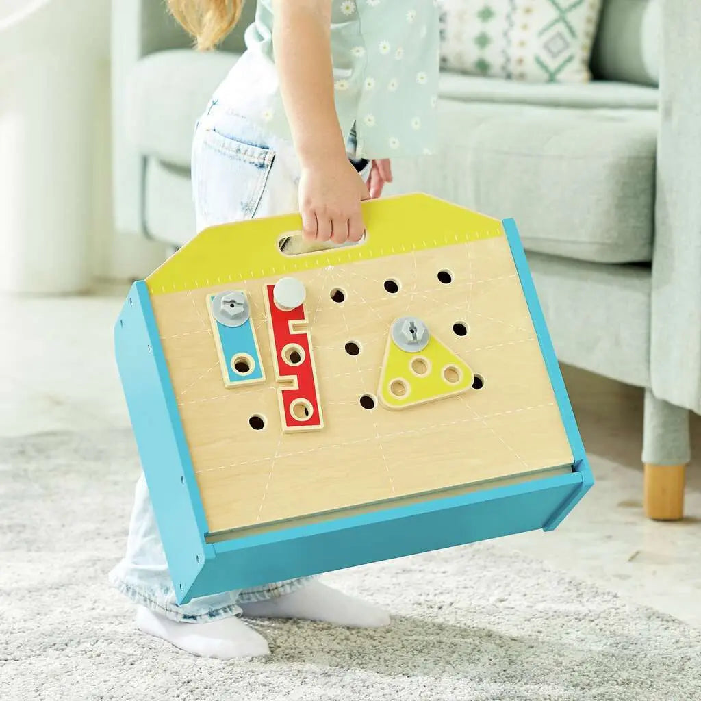 Fidtoy Mesa de Trabajo de Madera, Set de Herramientas, Kit de Juguete de Construcción para Niños
