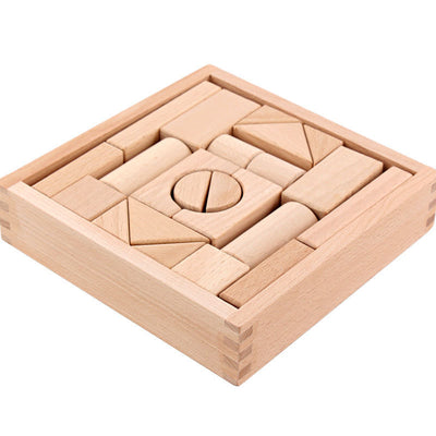 Bloques de troncos con caja de madera - Juguetes de madera de extremo abierto