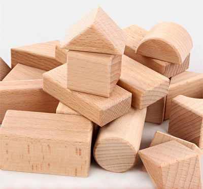 Bloques de troncos con caja de madera - Juguetes de madera de extremo abierto