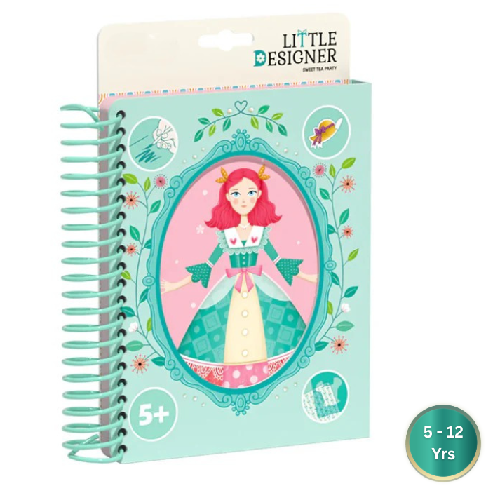 Pequeña Diseñadora - Fiesta del Té de Princesas | Diseño de moda con telas, pegatinas de accesorios, colores