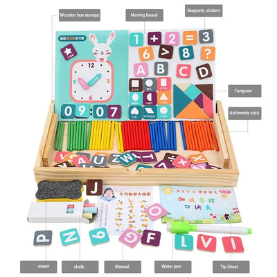 Kit de Actividades Magnéticas de Doble Cara con Patrón de Reloj de Madera - 442