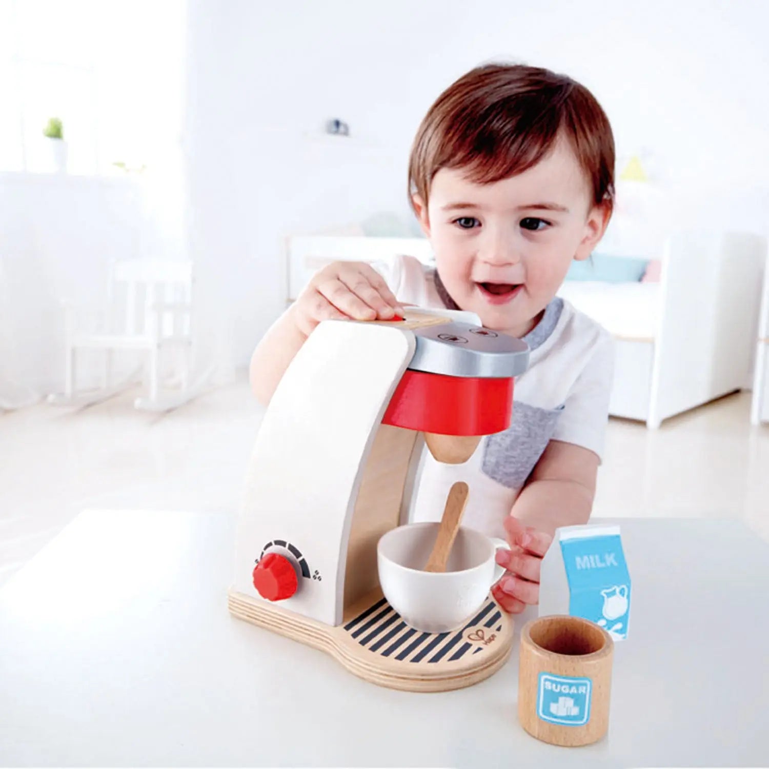 Juego de Cocina de Madera para Niños Fidtoy - Cafetera de Juguete para Juego de Imitación