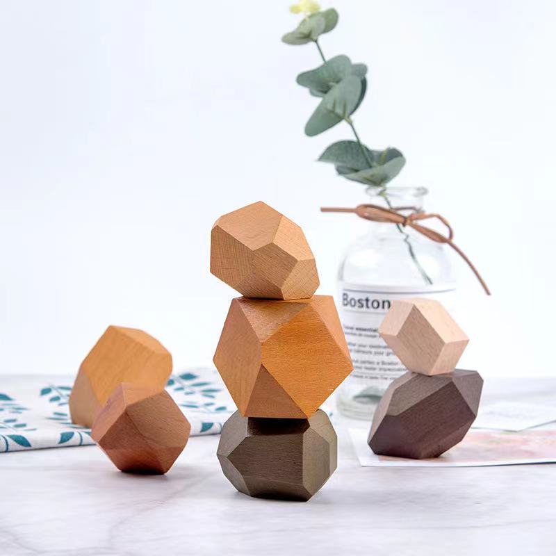 12 piezas de bloques de madera gigantes para el equilibrio natural - Juguetes de madera de mundo abierto