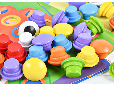 Boîte d'Activités en Bois Jumbo Mosaïque Perles Chevilles Planche à Clip