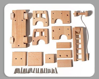 Kit de construction de camion de pompiers en bois pour enfants avec outils réels