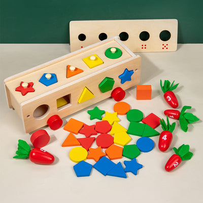 Boîte de Tri 5 en 1 : Couleurs et Formes, Jouet en Bois d'Inspiration Montessori pour Enfants