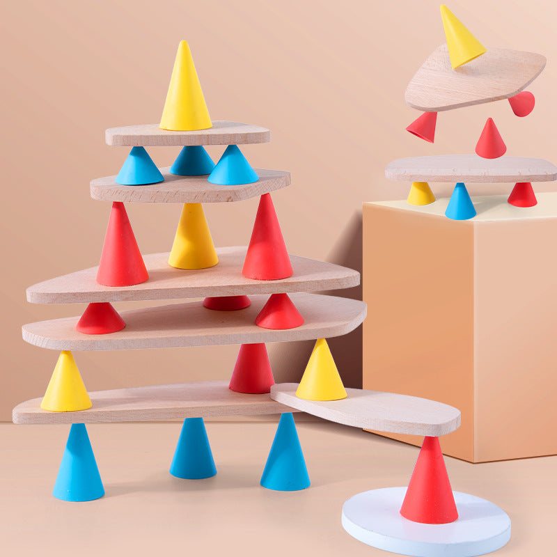 Jeu d'équilibre de construction cônes et assiettes 44 pièces