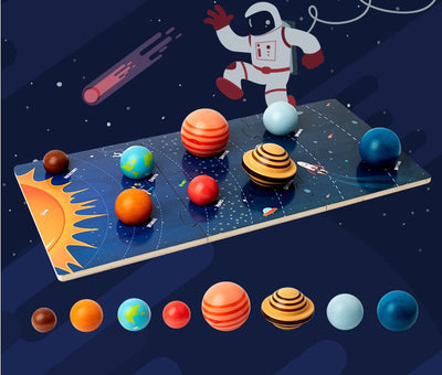 Puzle gigante de maqueta del sistema solar con tablero de planetas