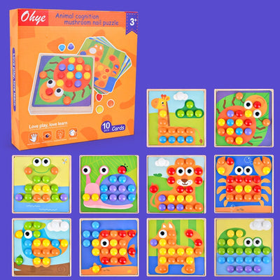 Boîte d'Activités en Bois Jumbo Mosaïque Perles Chevilles Planche à Clip