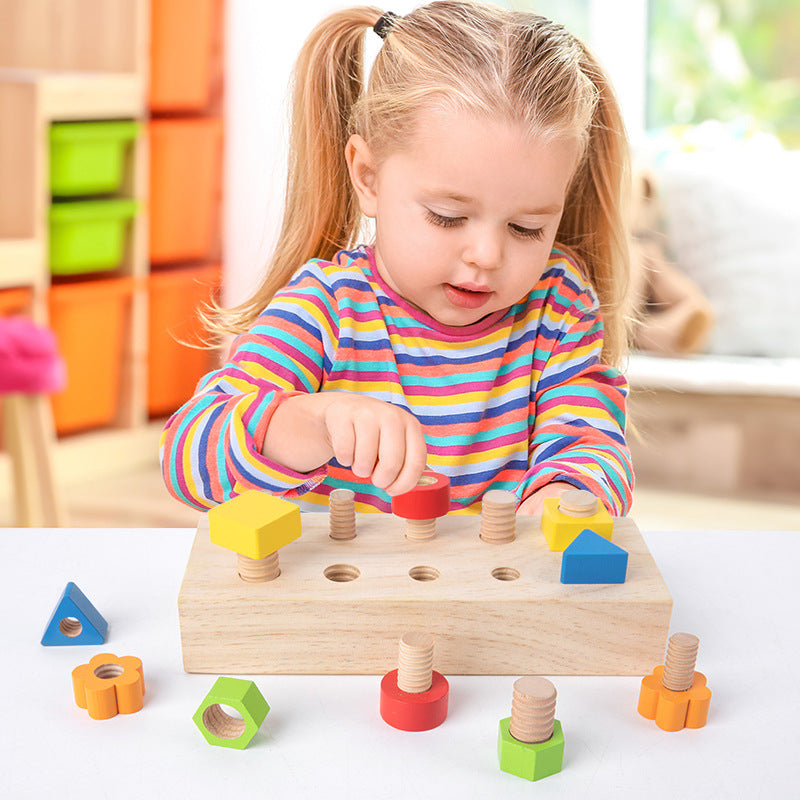 Jouet Montessori en bois avec vis, écrous et boulons, tableau d'activités