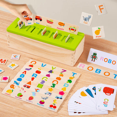 Jeu de tri et de classification par catégorie avec des jouets d'orthographe Montessori pour enfants