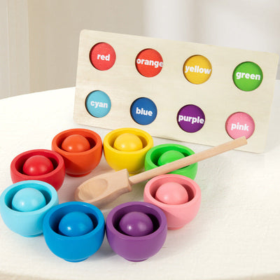Planche de tri des couleurs Montessori avec balle et tasses