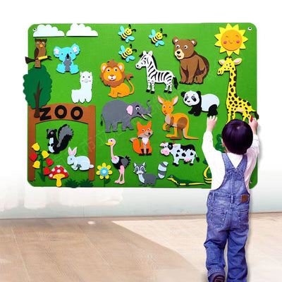 Fidtoy Tablero de Fieltro de Aprendizaje para Niños de 3+ años Zoo y Universo