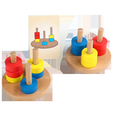 Jouet d'éveil Montessori 2 : Perles à empiler avec cartes flash (Séquence de 3 colonnes)