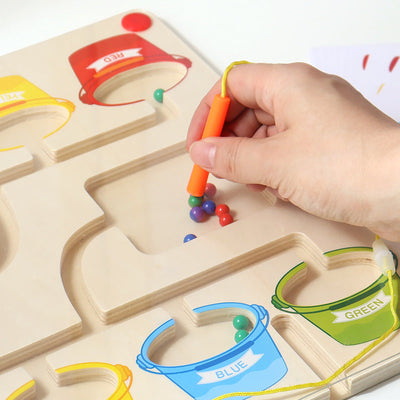 Labyrinthe magnétique de tri des couleurs avec 2 stylos, jouet d'apprentissage des nombres