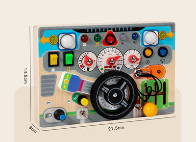 Tableau d'activités pour enfants Thème conduite avec LED, boutons et cadrans
