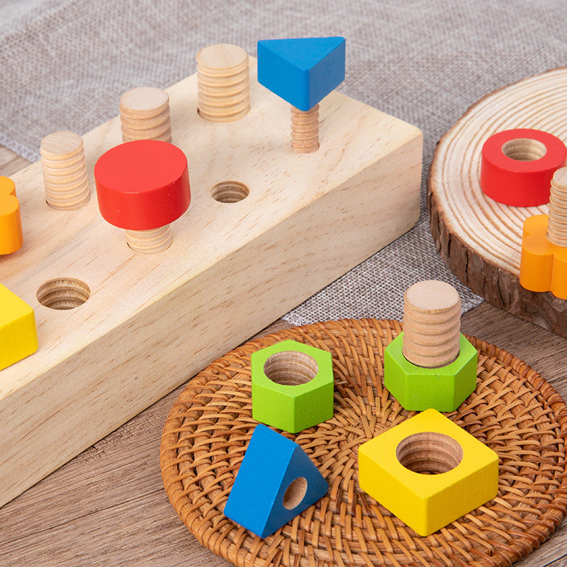 Jouet Montessori en bois avec vis, écrous et boulons, tableau d'activités