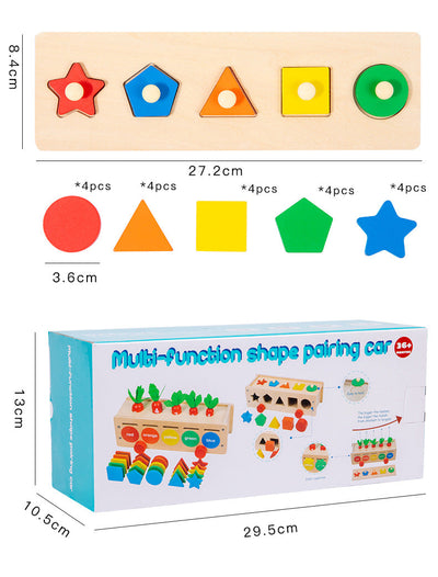 Boîte de Tri 5 en 1 : Couleurs et Formes, Jouet en Bois d'Inspiration Montessori pour Enfants